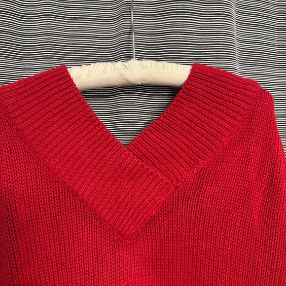 Stefano World Wide Cotton/Ramie Blend Red Cross Neck Sweater Size Large - Picture 4 of 8